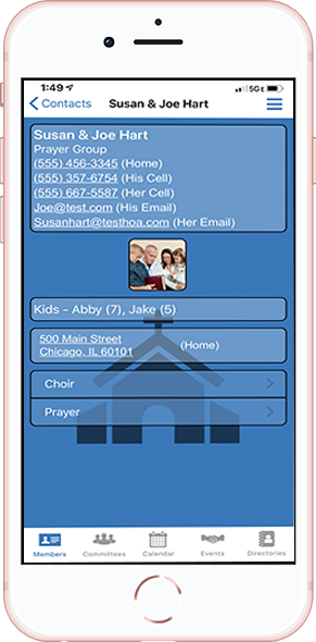 DirectorySpot Church contact on smartphone