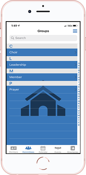 DirectorySpot Church groups on smartphone