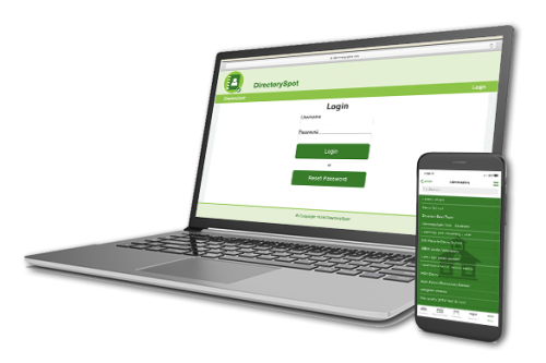 DirectorySpot app on laptop and smartphone